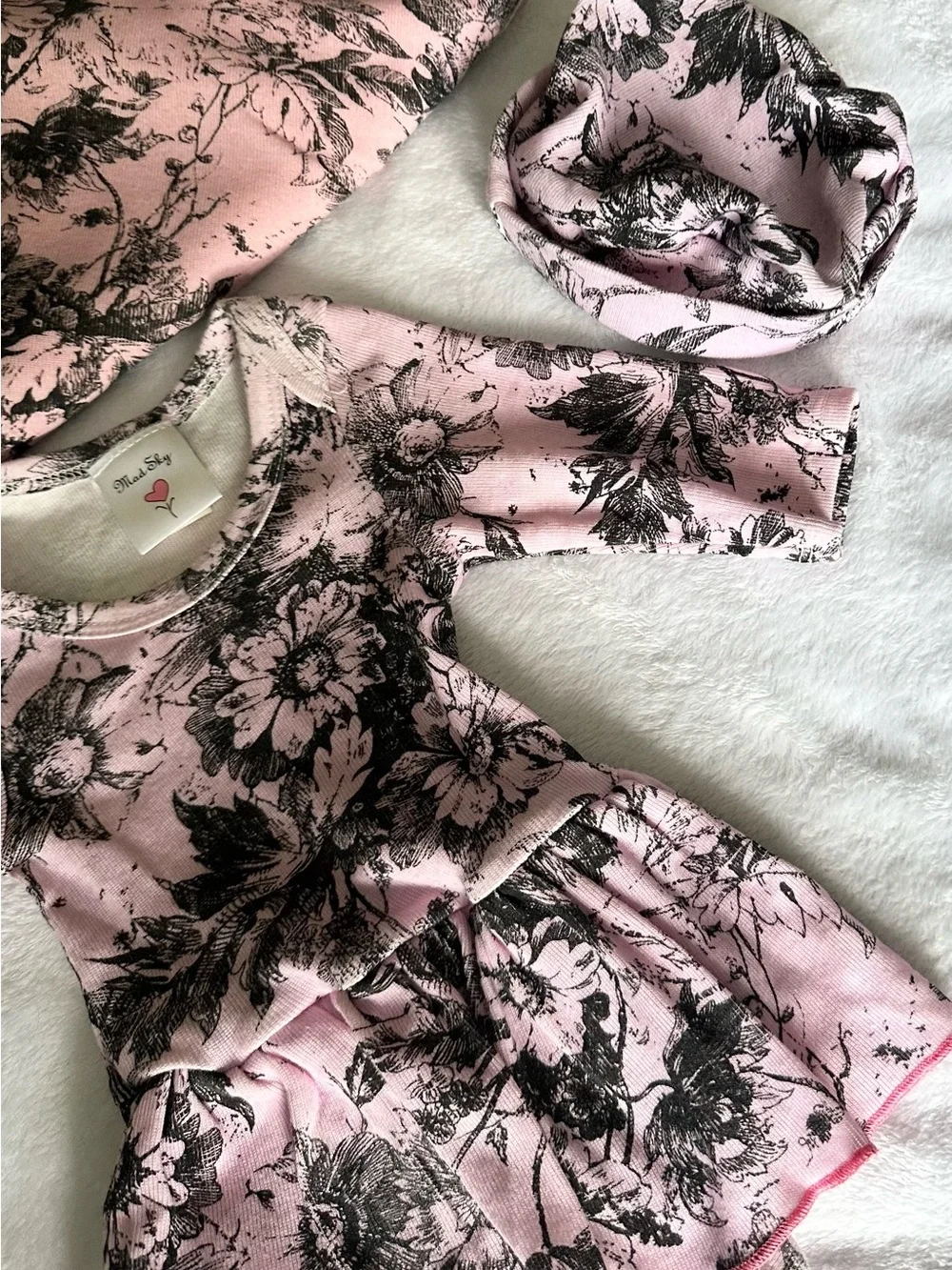 Blooming Blush Pink Floral Baby Pajama Set by